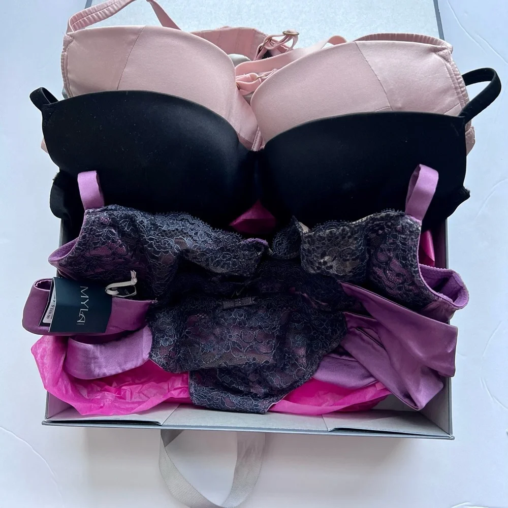 COPY - Myla lingerie 3 Bras~2 Panties ~ All Silk ~Treasure Box 36C/M panties - Picture 3 of 17
